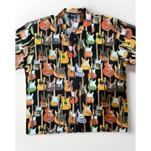 Fender The Collection By DaVinci Guitars All Over Print Button Shirt Men's XL